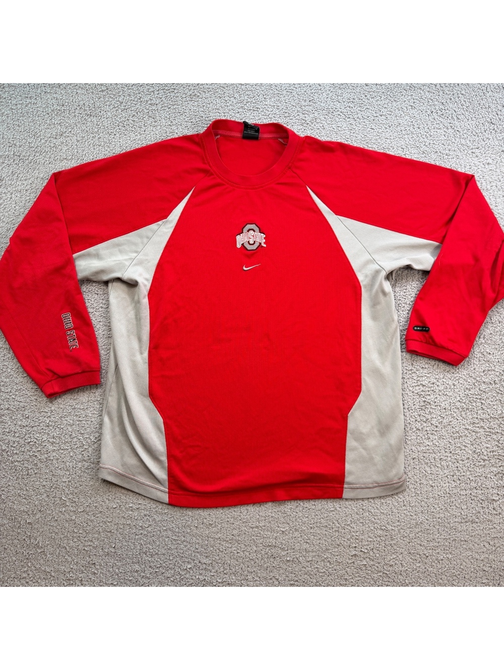 Vintage Y2K Nike Team Ohio State Buckeyes Dri-FIT Long Sleeve Shirt Red Gray L